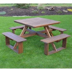 A & L Furniture Pressure Treated Pine Square Walk-In Table Picnic Table Unfinished / No
