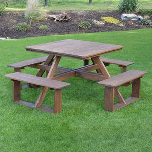 A & L Furniture Pressure Treated Pine Square Walk-In Table Picnic Table Unfinished / No