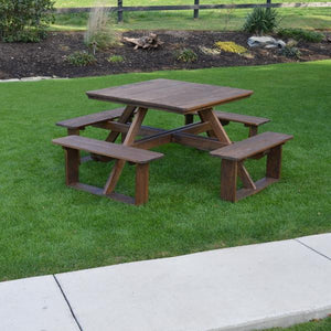 A & L Furniture Pressure Treated Pine Square Walk-In Table Picnic Table Unfinished / No