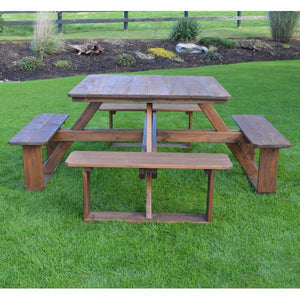 A & L Furniture Pressure Treated Pine Square Walk-In Table Picnic Table Unfinished / No