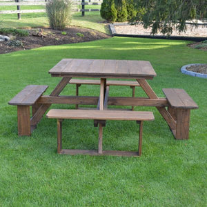 A & L Furniture Pressure Treated Pine Square Walk-In Table Picnic Table Unfinished / No