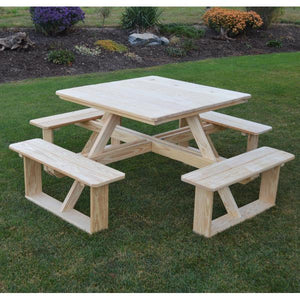 A & L Furniture Pressure Treated Pine Square Walk-In Table Picnic Table Unfinished / No