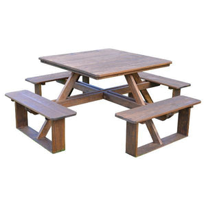 A & L Furniture Pressure Treated Pine Square Walk-In Table Picnic Table Unfinished / No