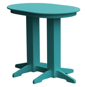 A & L Furniture Recycled Plastic Oval Bar Table Bar Table 4ft / Aruba Blue / No
