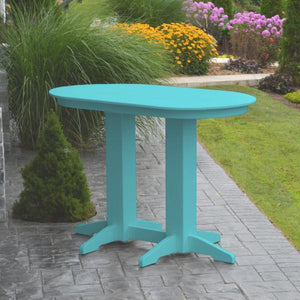 A & L Furniture Recycled Plastic Oval Bar Table Bar Table 4ft / Aruba Blue / No