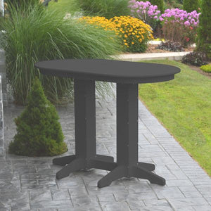 A & L Furniture Recycled Plastic Oval Bar Table Bar Table 4ft / Aruba Blue / No