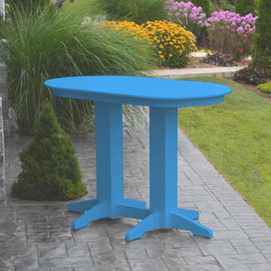 A & L Furniture Recycled Plastic Oval Bar Table Bar Table 4ft / Aruba Blue / No