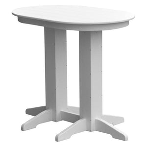 A & L Furniture Recycled Plastic Oval Bar Table Bar Table 4ft / White / No
