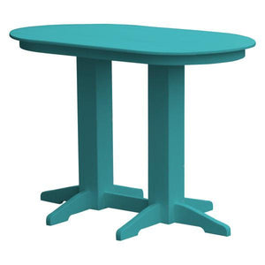 A & L Furniture Recycled Plastic Oval Bar Table Bar Table 5ft / Aruba Blue / No