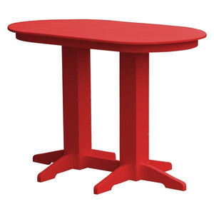 A & L Furniture Recycled Plastic Oval Bar Table Bar Table 5ft / Bright Red / No