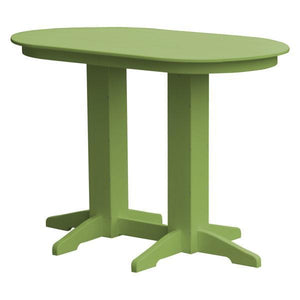 A & L Furniture Recycled Plastic Oval Bar Table Bar Table 5ft / Tropical Lime / No
