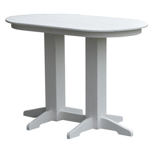 A & L Furniture Recycled Plastic Oval Bar Table Bar Table 5ft / White / No