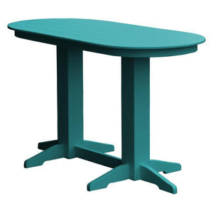 A & L Furniture Recycled Plastic Oval Bar Table Bar Table 6ft / Aruba Blue / No