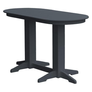 A & L Furniture Recycled Plastic Oval Bar Table Bar Table 6ft / Dark Gray / No