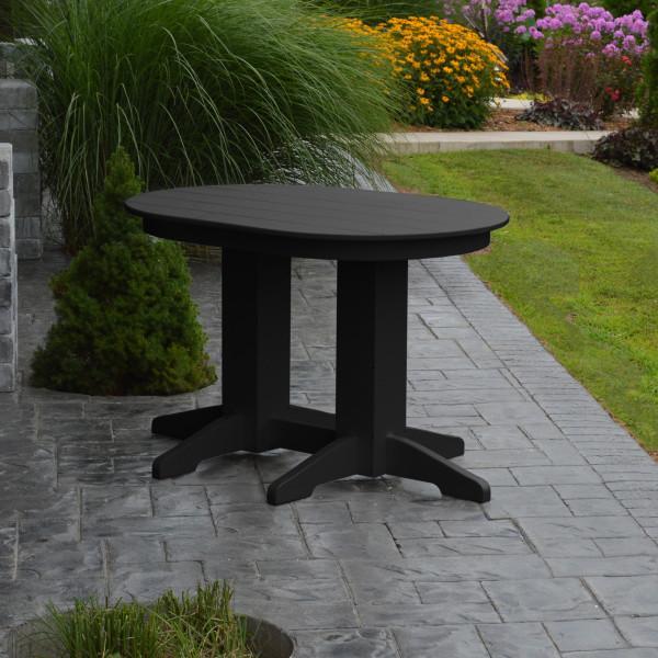 A &amp; L Furniture Recycled Plastic Oval Dining Table Dining Table 4ft / Black / Details