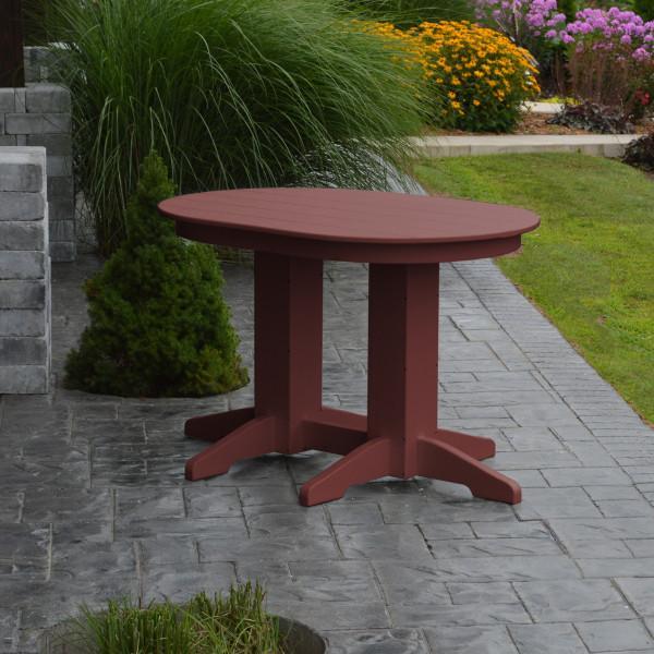 A &amp; L Furniture Recycled Plastic Oval Dining Table Dining Table 4ft / Cherry-Wood / Details