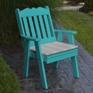 A & L Furniture Recycled Plastic Poly Royal English Chair Outdoor Chairs Aruba Blue