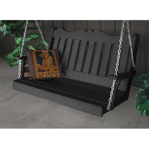 A & L Furniture Recycled Plastic Poly Royal English Porch Swing Porch Swings 4ft / Aruba Blue