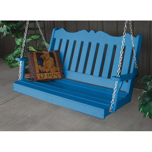 A & L Furniture Recycled Plastic Poly Royal English Porch Swing Porch Swings 4ft / Aruba Blue