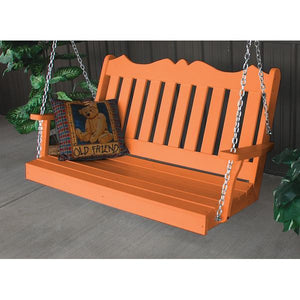 A & L Furniture Recycled Plastic Poly Royal English Porch Swing Porch Swings 4ft / Aruba Blue