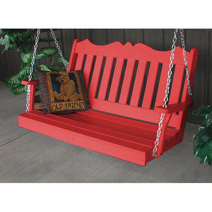 A & L Furniture Recycled Plastic Poly Royal English Porch Swing Porch Swings 4ft / Aruba Blue