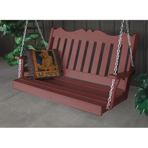 A & L Furniture Recycled Plastic Poly Royal English Porch Swing Porch Swings 4ft / Aruba Blue