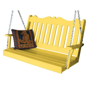 A & L Furniture Recycled Plastic Poly Royal English Porch Swing Porch Swings 4ft / Aruba Blue