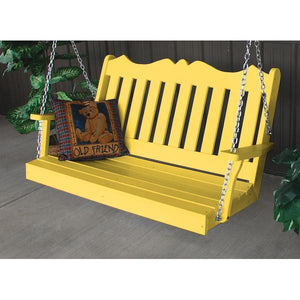 A & L Furniture Recycled Plastic Poly Royal English Porch Swing Porch Swings 4ft / Aruba Blue