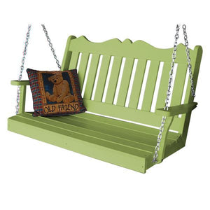 A & L Furniture Recycled Plastic Poly Royal English Porch Swing Porch Swings 4ft / Aruba Blue