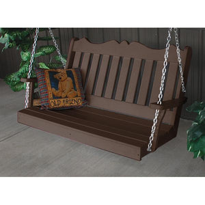 A & L Furniture Recycled Plastic Poly Royal English Porch Swing Porch Swings 4ft / Aruba Blue