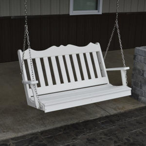 A & L Furniture Recycled Plastic Poly Royal English Porch Swing Porch Swings 4ft / Aruba Blue