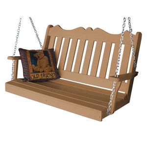 A & L Furniture Recycled Plastic Poly Royal English Porch Swing Porch Swings 4ft / Cedar