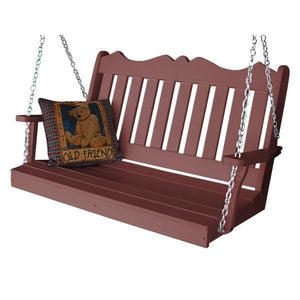 A & L Furniture Recycled Plastic Poly Royal English Porch Swing Porch Swings 4ft / Cherrywood