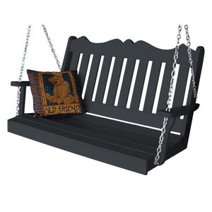 A & L Furniture Recycled Plastic Poly Royal English Porch Swing Porch Swings 4ft / Dark Gray
