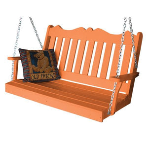 A & L Furniture Recycled Plastic Poly Royal English Porch Swing Porch Swings 4ft / Orange