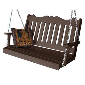 A & L Furniture Recycled Plastic Poly Royal English Porch Swing Porch Swings 4ft / Tudor Brown