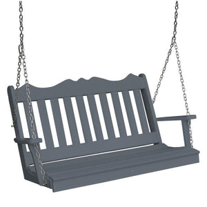 A & L Furniture Recycled Plastic Poly Royal English Porch Swing Porch Swings 5ft / Dark Gray