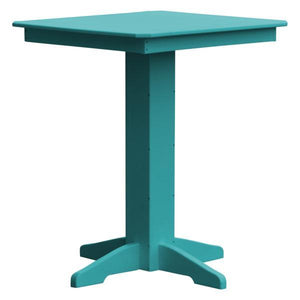 A & L Furniture Recycled Plastic Square Bar Table Bar Table 33" / Aruba Blue / No