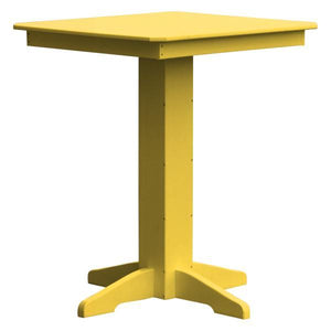 A & L Furniture Recycled Plastic Square Bar Table Bar Table 33" / Lemon Yellow / No