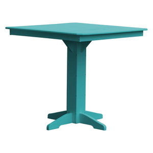 A & L Furniture Recycled Plastic Square Bar Table Bar Table 44" / Aruba Blue / No