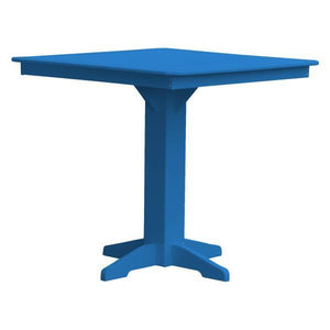 A & L Furniture Recycled Plastic Square Bar Table Bar Table 44" / Blue / No