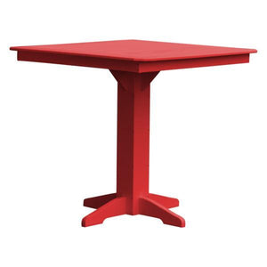 A & L Furniture Recycled Plastic Square Bar Table Bar Table 44" / Bright Red / No