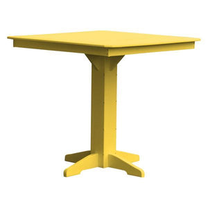 A & L Furniture Recycled Plastic Square Bar Table Bar Table 44" / Lemon Yellow / No
