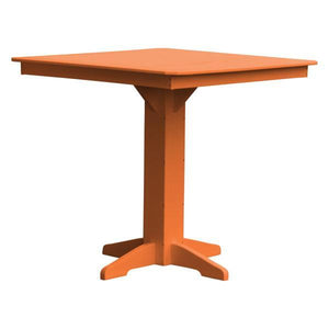 A & L Furniture Recycled Plastic Square Bar Table Bar Table 44" / Orange / No