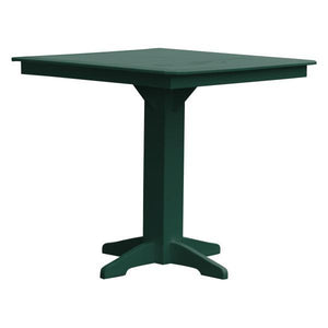 A & L Furniture Recycled Plastic Square Bar Table Bar Table 44" / Turf Green / No