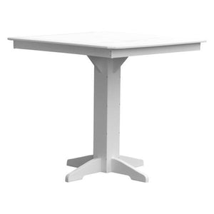 A & L Furniture Recycled Plastic Square Bar Table Bar Table 44" / White / No