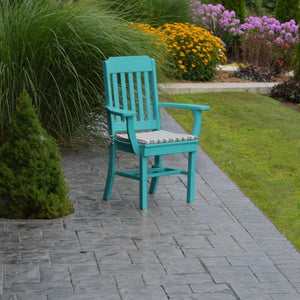 A & L Furniture Traditional Dining Chair w/ Arms Outdoor Chairs Aruba Blue