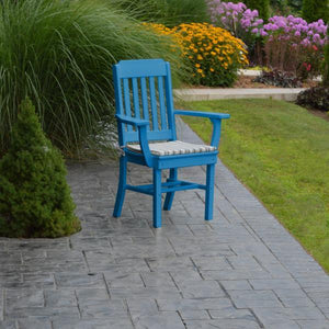 A & L Furniture Traditional Dining Chair w/ Arms Outdoor Chairs Aruba Blue