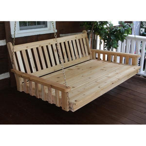 A & L Furniture Traditional English Red Cedar Swing Bed Swing Beds 4ft / Unfinished / No