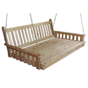 A & L Furniture Traditional English Red Cedar Swing Bed Swing Beds 4ft / Unfinished / No